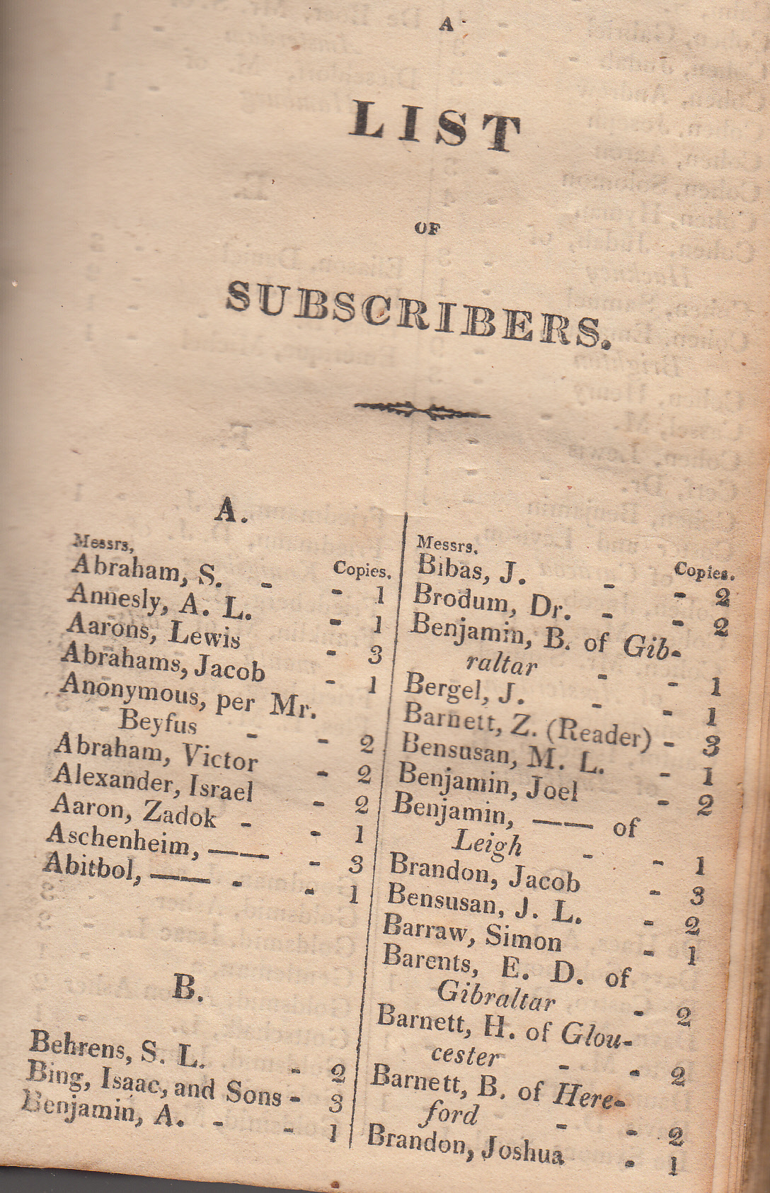 Shorshei Emunah list 1